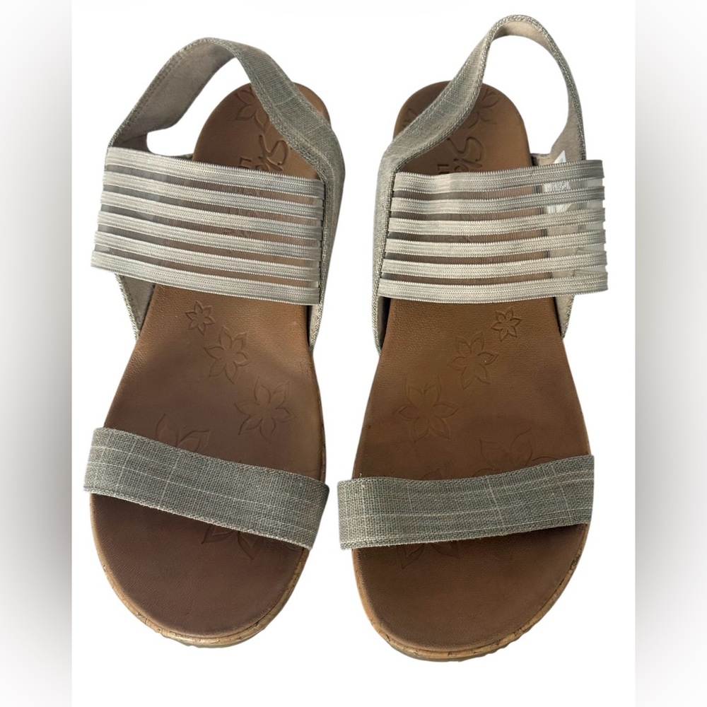 Skechers Women's Light Gray Cork Wedge Sandals - Picture 3 of 13